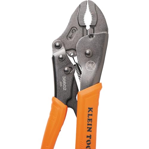 Klein Tools 38660 Locking Pliers Set, 7-Inch and 10-Inch Curved Jaw Pliers, Quick Release Handles, High Torque and Gripping Power, 2-Piece - size: 7-Inch, 10-Inch Set