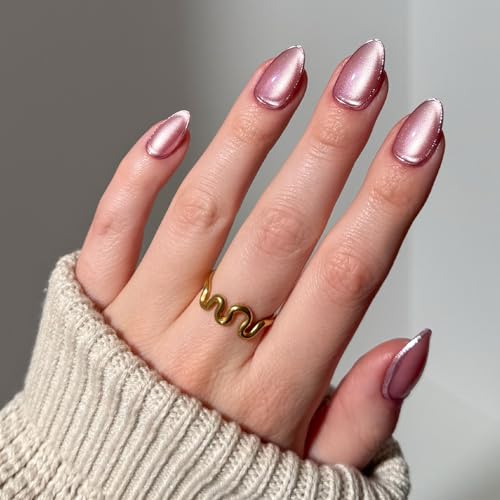 Glamnetic Press On Nails - Short Almond, Velvet Fake Nails 30 Pc Full Kit - color: 3D - Mertini