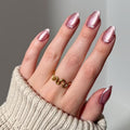 Glamnetic Press On Nails - Short Almond, Velvet Fake Nails 30 Pc Full Kit - color: 3D - Mertini