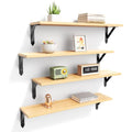 ROMGUAR CRAFT Wood Wall Floating Shelves Set of 4, 23.6" x 6" - Natural - color: Natural, size: 23.6" x 6"