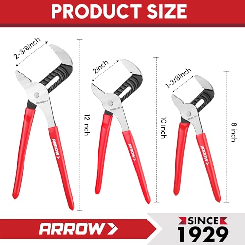 ARROW Groove Joint Pliers, 12" Adjustable Water Pump Pliers - size: 12"