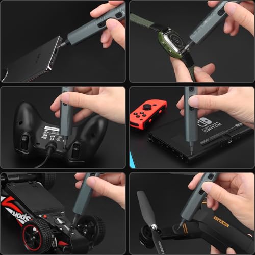 STREBITO 155 in 1 Electric Screwdriver Set, Electric Precision Screwdriver | 140 S2 Magnetic Bits, 3 Torque Settings, 650mAh Battery, Small Power Screwdriver Electronic Repair Tool Kit for Computer RC - color: Grey