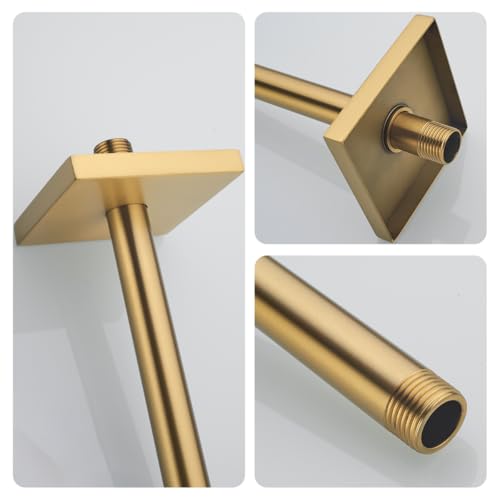 Wall Mounted Stainless Steel Shower Head Extension Arm Bathroom Accessories 12 Inch Champagne Bronze,SW-91038-12CB-SQ. - color: Right Angled Square Flange-12" Champagne Bronze