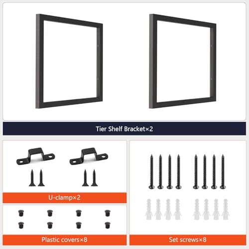1-Tier Square Shelf Bracket,Wall & Ceiling Mount, 2 Pack - size: 1 Tier Bracket-2 Pack