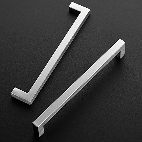 Ravinte Brushed Nickel Square Cabinet Handles & Pulls 7-1/2 Inch 10 Pack - size: 8 in (7-1/2 in Hole Center)