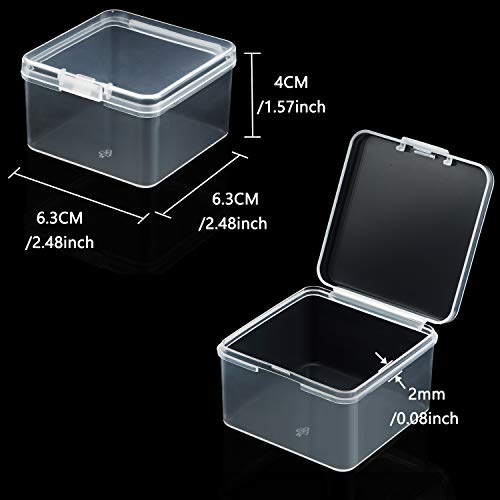 SATINIOR 24 Packs Small Clear Plastic Beads Storage Containers Box with Hinged Lid for Storage of Small Items, Crafts, Jewelry, Hardware (2.5 x 2.5 x 1.6 in) - size: 2.5 x 2.5 x 1.6 in