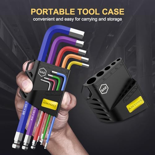 AMTOVL Hex Key Set, 9PCS Imperial Allen Key Set, 1/16-3/8Inch,Long Ball End - size: 9 PCS SAE SET