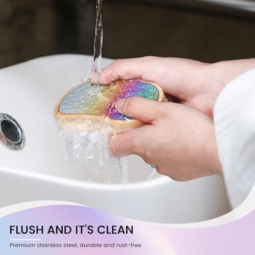 BEZOX Stainless Steel Pedi Egg Foot File Callus Remover for Dry and Wet Feet, Smooth Rough Skin, Plastic-Free Pedicure Tool Pumice Stone, Washable Foot Scrubber for Cracked Heels - Rainbow - style: Rainbow