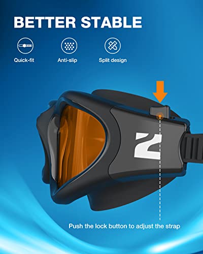 ZIONOR Swim Goggles, G1 SE Swimming Goggles Anti-Fog for Adult Men Women - color: A9-amber Lens Black Frame