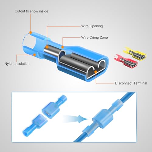 Nilight 400PCS Nylon Quick Disconnect Male and Female Spade Terminals - color: 400PCS Spade Terminal