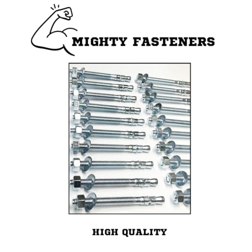 MIGHTY FASTENERS Zinc-Plated Steel Wedge Anchors, 1/2" X 5-1/2" - Heavy-Duty Mounting Bolts for Concrete - 50 Pack - size: 1/2" X 5-1/2"