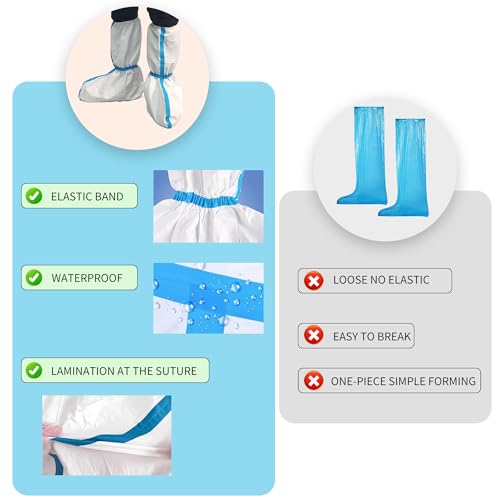 5 Pairs Disposable Hazmat Shoe Covers, 18.5" Tall, Waterproof