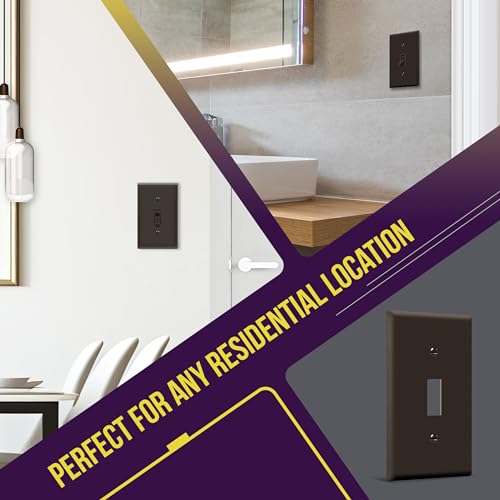 ENERLITES Toggle Light Switch Wall Plate, Gloss Finish, Standard Size 1-Gang 4.50" x 2.76", Unbreakable Polycarbonate Thermoplastic, 8811-BR-10PCS, Brown (10 Pack) - color: Brown, size: 10 Pack