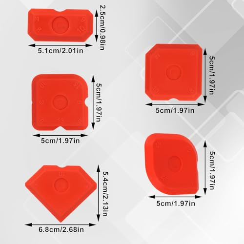 Tinoaly 10pcs Caulking Tool Kit, Silicone Reusable Sealant Grout Finishing Tool Set Portable Sealant Scraper Suitable for Kitchen Bathroom Floor Sink (Red) - color: Red