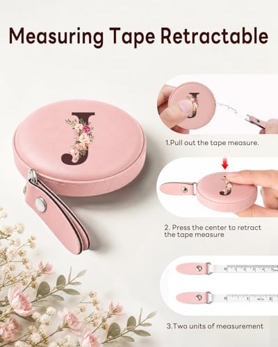 Maicican Retractable Tape Measure, Pink Leather Sewing Measuring Tape, J - color: Tape Measure-Pink J