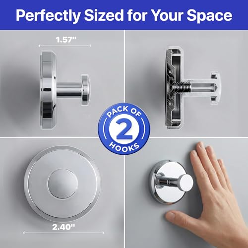 HOME SO Suction Cup Hooks for Shower & Bathroom Towel Holder 2-Pack Chrome - color: Chrome, size: 2 Pack