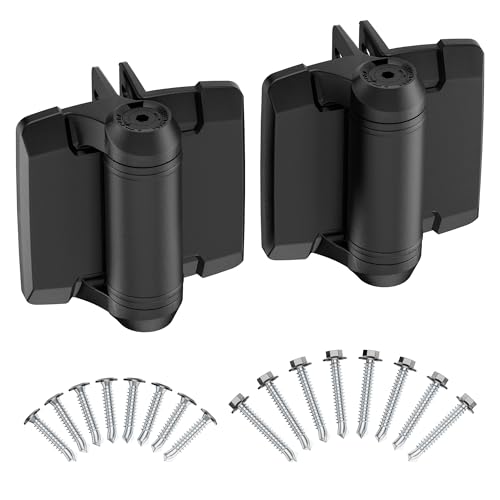 Heavy Duty Self Closing Nylon Gate Hinges for Square-to-Square Vinyl Fence,Pool Gate Hinges with Alignment Legs, No Rust&Adjustable Fence Door Hinges for Outdoor Metal&Vinyl Gates,Wood Gate, 2 Count