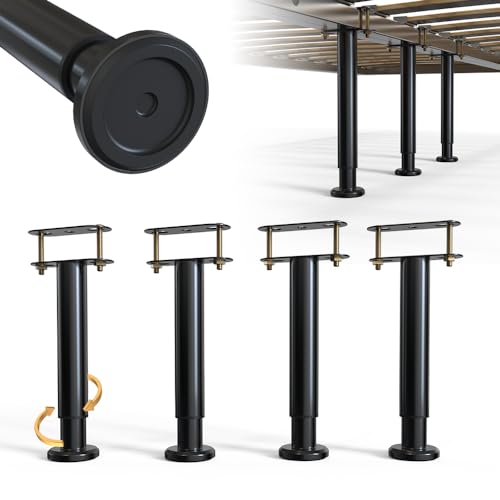 Under Bed Metal Support Legs, Adjustable Height Bed Frame Support Leg, Bed Slat Support Leg for Heavy Duty/Wooden/King/Queen Bed Frame (7"-12.6" (4pcs)) - size: 7"-12.6" (4pcs)