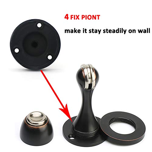 Solid Mental Magnetic Door Stop, Wall Mounted, Oil Rubbed Bronze, 2 Pack - color: Oil Rubbed Bronze