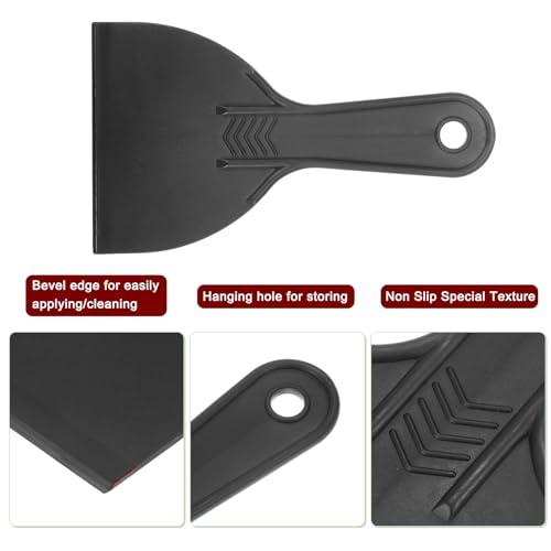 HARFINGTON 5pcs Putty Scraper 4" Width 6mm Thin Flexible Plastic Putty Knives for Taping Drywall Spreading Painting Wall Scratching - color: Black, size: 4"