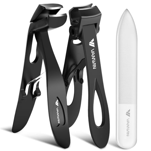 German Nail Clippers for Men, VANWIN Toenail Clippers for Thick Nails for Seniors with 16mm Wide Jaw, Ergonomic Heavy Duty Angled Head Toe Nail Clippers with Catcher Fingernail Clipper for Women Black - size: 3-Pack