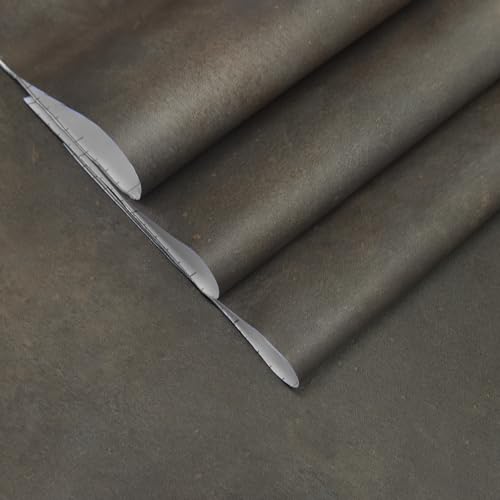 JSEVEM 31"×157" Extra Thick Wide Dark Brown Tan Charcoal Grey Rusty Concrete Wallpaper Peel and Stick Metallic Concrete Contact Paper Vinyl Matte Stickers for Bedroom Bathroom Living Room Office Walls - color: Dark Tan Grey, size: 31" x 157"