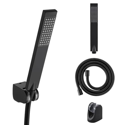 KES Brass Handheld Shower Head, Matte Black, Wall Mount, with Hose & Holder - color: Matte Black