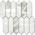 Vamos Tile Glossy Carrara White Backsplash Tile Peel and Stick, 12.8 x 12.8 Inch 10 Sheets Long Hexagon PVC Self Adhesive Mosaic Wall Tiles Stick on Backsplash for Kitchen and Bathroom - color: Glossy Carrara White with Dark Gray Grout