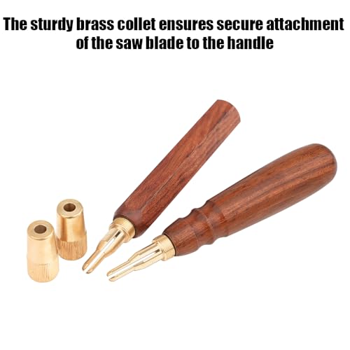TOOLCOOL Wooden Handle Mini Hand Saw Small Jig Saw With 5 Pcs Fine Coarse Teeth Jigsaw Blades Woodworking Tools for Wood Cutting and Tree Branch Trimming (Round Handle)