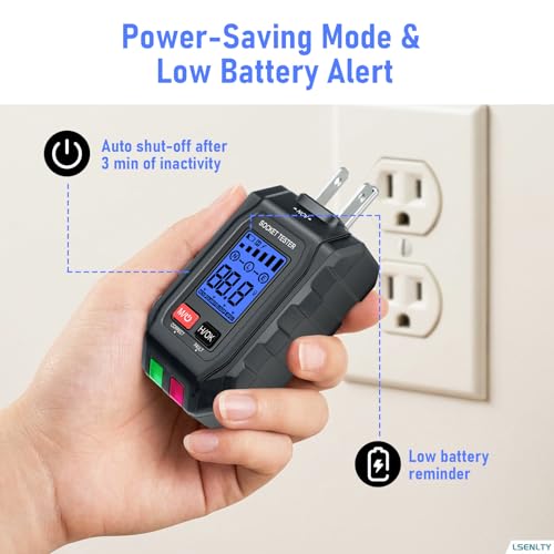 LSENLTY Outlet Tester with GFCI Tester, 2-in-1 Outlet Tester with Non-Contact Voltage, GFCI Tester, Loop Resistance & Polarity Detection, Suitable for Home DIYer, Electrician, Father Gifts