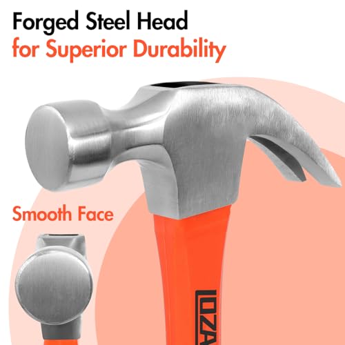 5-Piece Hammer Set, 2LB Dead Blow Hammer | 16oz Claw Hammer | 16oz Rubber Mallet | 35mm Double-Faced Soft Mallet | 8oz Small Hammer