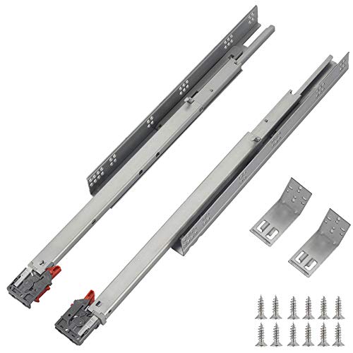 Undermount Drawer Slides 21 inch (1 Pair), Full Extension Soft Close Concealed Drawer Runners, Come with Mounting Screws and Brackets, 1 Pair - size: 21 Inch