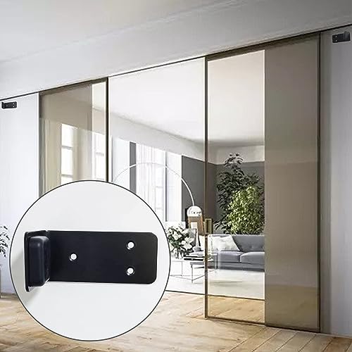 90° Stainless Steel Sliding Door Hardware Door Stop,2pcs Sliding Barn Door Bottom Floor Guide with Mounting Screws (Black) - color: Black