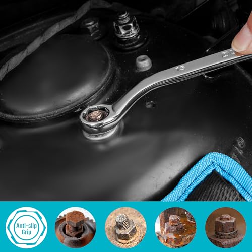 DURATECH 7-Piece Anti-slip Offset Box Wrench Set, Metric, 6-19mm