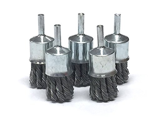 Benchmark Abrasives 1 Inch Knot Wire Brush for Drill & Die Grinder, Paint Removal, Cleaning, Deburring - 1/4" Shank, Drill Grinder Attachment (5 Pack) - Carbon Steel