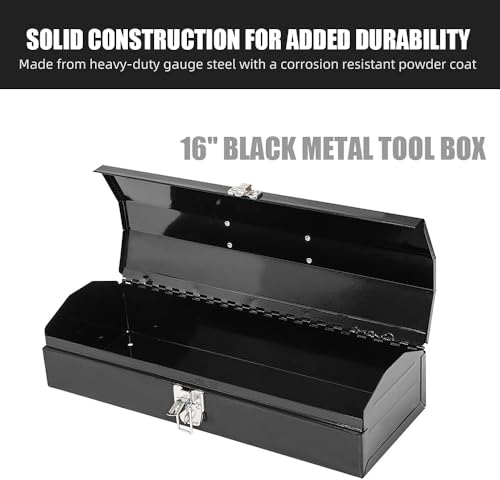 2Pack Portable Tool Box, Metal Tool Box, 4 Non-Slip Foot Pads, Ideal for Trailer, Mechanic, DIY-ers, Car Toolbox, Workshops, Garages, Repair Shops,Black - size: 2P-16.7in-Black