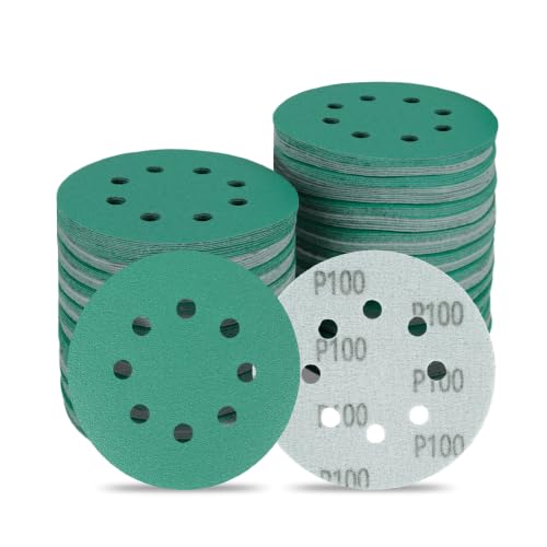 5 Inch 8 Hole P100 Grit Zirconia Wet Dry Sanding Discs - 50 Pack - size: 100 Grit