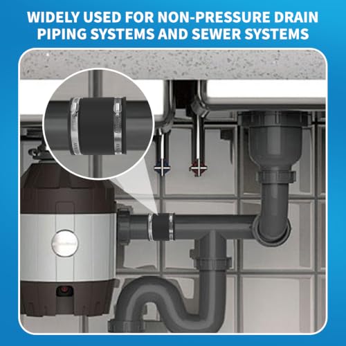 Flexible PVC Pipe Coupling with Stainless Steel Clamps Fit 1 IN Nominal Pipes, Couplers for Plastic and Copper Pipe Plumbing Connections, Drain Repair, Dust Hose (2, 3 in) - size: 3 in