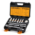 12-Piece 3/8" Drive Spark Plug Socket Set with Ratchet Handle, Universal Joint, Spark Plug Gapper & Extension Bar, 9/16", 5/8", 3/4", 13/16", 14mm, 18mm, CR-V Sockets with Rubber Holding Rings - size: 12-Piece Spark Plug Socket Set