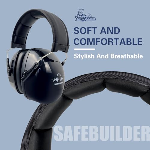 SAFEBUILDER Ear Protection Ear muffs Noise Reduction NRR 28dB Adjustable Hearing Protection for Working Mowing SK-06P - color: Black