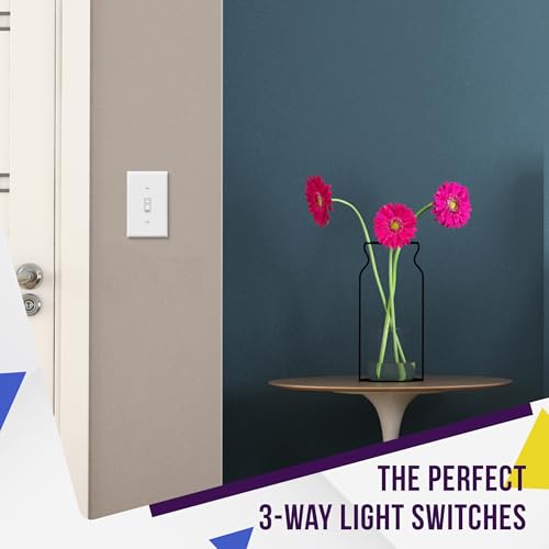 ENERLITES 3-Way Toggle Light Switch with Wall Plate Cover, 5 Pack, White - color: White, size: Switch with Wall Plate