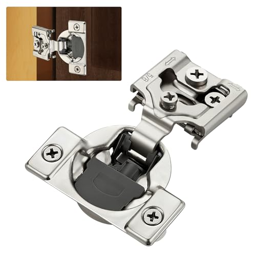Satin Nickel Cabinet Hinges, 58 Inch Overlay, 10 Pack(5 Pairs) | Stainless Steel Build, Soft Close Concealed Hinge, 3D Self-Closing Adjustment, Face Frame Door Fit, Kitchen Cabinets - size: 5/8 inch overlay