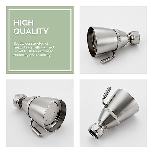 Angle Simple Shower Head High Flow, Brass Shower Sprayer, Brushed Nickel - color: Brushed Nickel