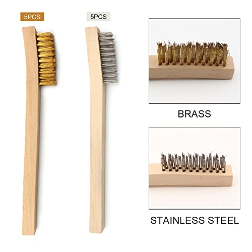MAXMAN Wire Brush Set 12Pcs, Small Detailing Brushes, for Cleaning Rust - style: Without small top brush