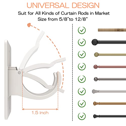 CIEMGNZOC 4PCS No Drill Curtain Brackets, Self-Adhesive Rod Holders, Nail Free Adjustable, Hooks for Rods Under 1.57 Inch (White) - color: 4 Pcs White