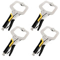 SEUNMUK 4 PCS 11 Inch C Clamp Locking Pliers with Swivel Pads, Heavy Duty Welding Clamps, Locking Clamp Pliers for Woodworking, Gripping and Welding, rubber handle protect - size: 4 PCS 11 Inch