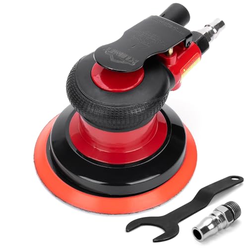 Professional 5" Dual Action Random Orbit Air Sander, Pneumatic Palm Sander, Low Vibration, Heavy Duty - color: Red, size: 5 inch
