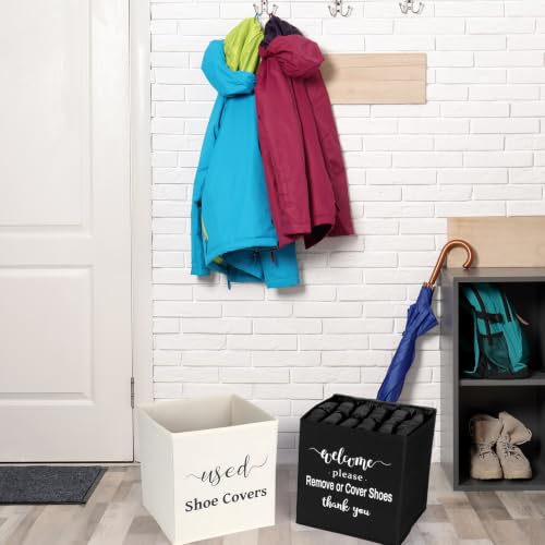 200 Pcs Disposable Shoe Covers with 2 Dispenser Boxes, Black - color: Black