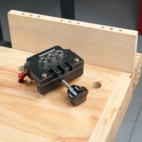 TOOLCOOL Self Centering Dowel Jig Kit Woodworking Doweling Jig Creates Edge Corner and Surface Joints with Drill Bits Steel Bushings Stop Collars for 6mm 8mm 10mm Dowel Pins