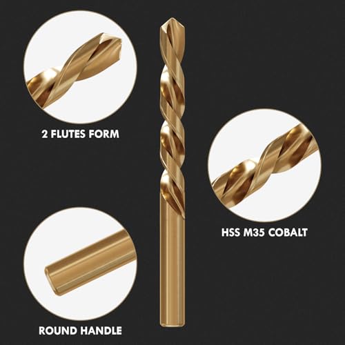 29Pcs(1/16"-1/2") Cobalt Left Hand Drill Bit Set Jobber Length - size: 29pcs Left Hand, 1/16"-1/2"